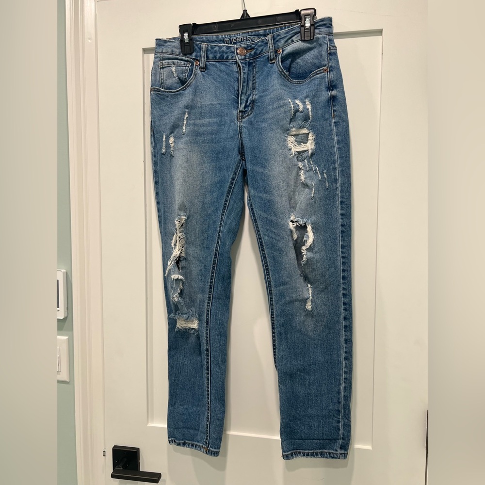 Maurices Light Blue Distressed Skinny Jeans